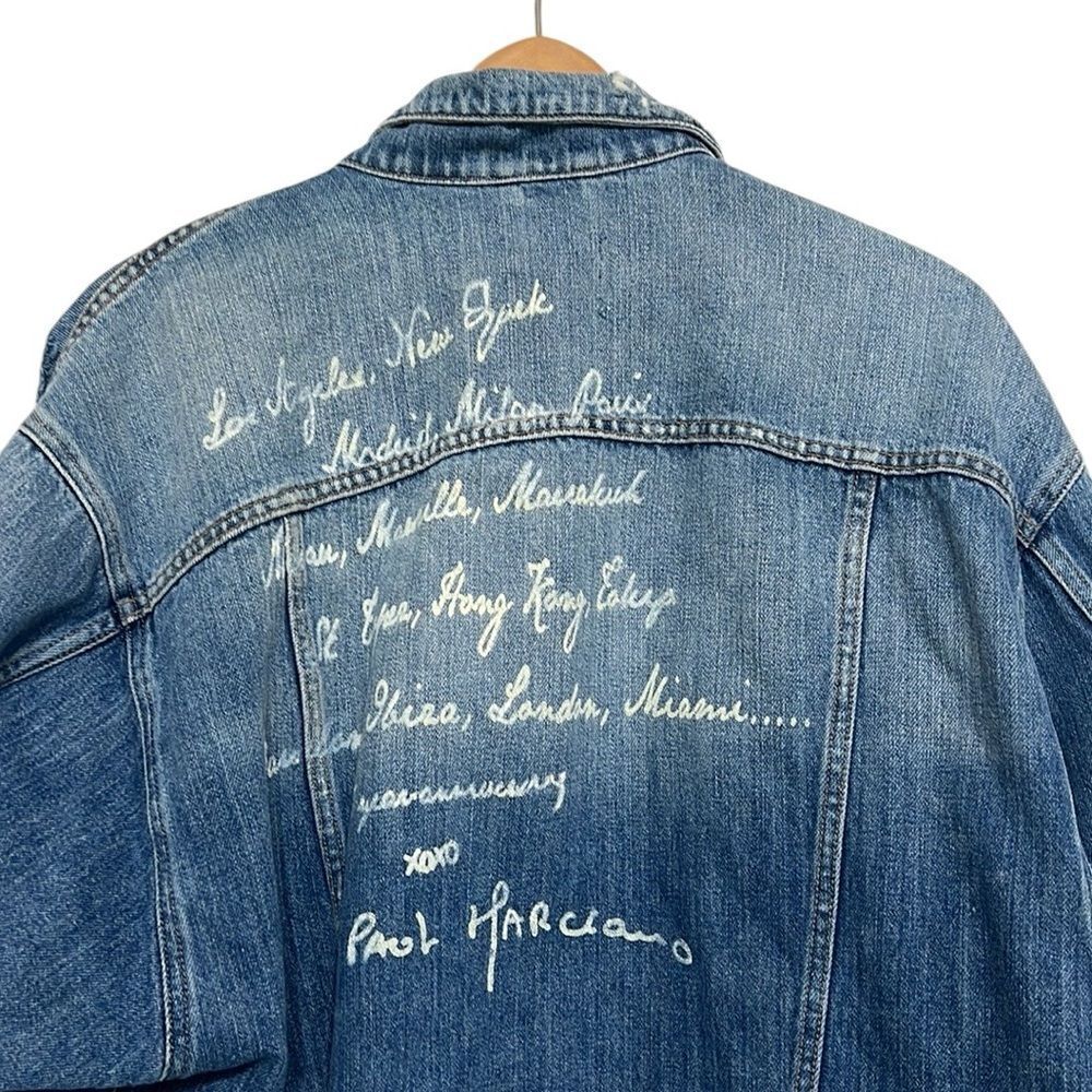 Guess Jean Jacket Woman’s XS/S Oversized Denim Distressed Paul Marciano READ - Picture 7 of 11